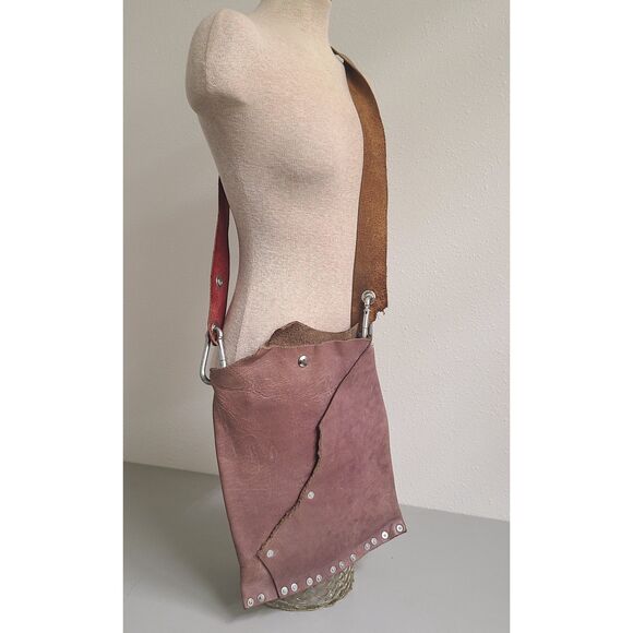 Handmade Rustic Leather Artisan Boho Crossbody Messenger Bag Satchel Hippie Punk - Picture 6 of 8